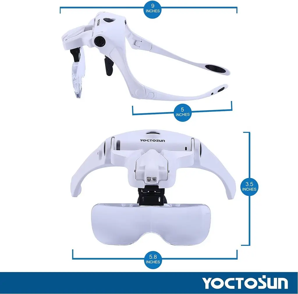 Світлодіодна лупа YOCTOSUN, збільшувальні окуляри з оголов'ям Hands Free і 2 світлодіодами - фото 8