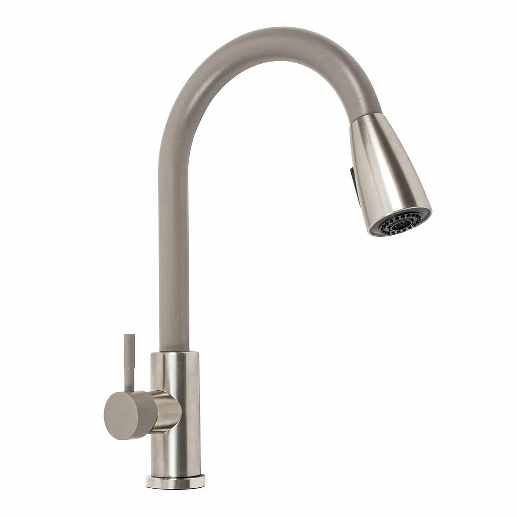 Змішувач для кухні з висувним виливом Platinum KT 8203 (8614) Дюна комбі Терра