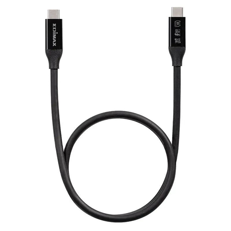 Кабель Edimax UC4 V2 USB Type-C - USB Type-C (M/M), Thunderbolt 3, 240 W, 20 V, 5 A Max, 1 м, Black (UC4-010TB) (UC4-010TB V2)