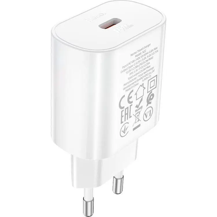Мережевий зарядний пристрій Hoco N22 PD 25w White (760067) [81007] - фото 2