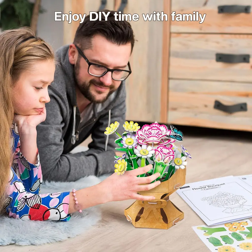 Трехмерная головоломка-конструктор Cubic Fun Flower Bouquet Carnation Букет цветов Гвоздики (W3300h) - фото 6