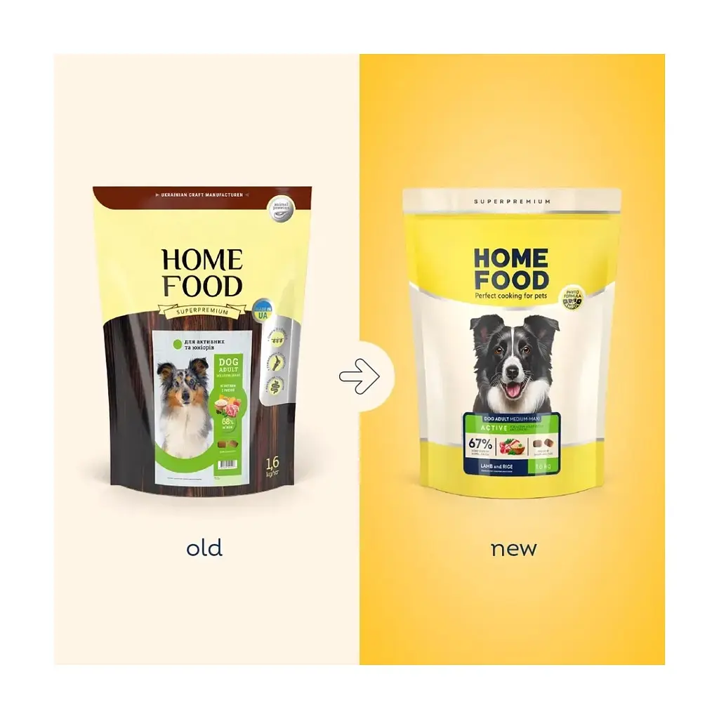 Сухий корм для собак Home Food Adult Medium/Maxi For active adult and junior dogs з ягням та рисом 1.6 кг (4820235020446) - фото 2