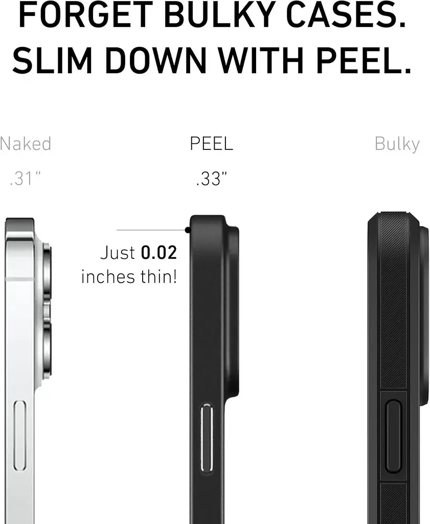 Оригінальний супертонкий чохол PEEL, сумісний з iPhone 14 Pro Max (Blackout) – гладкий мінімалістський дизайн, без брендингу - фото 6