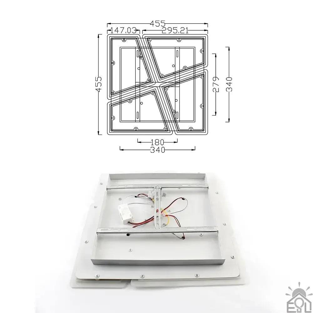 Керована світлодіодна люстра AERO 70W 4S-455x455x57-WHITE-220-IP20 ESLLSE - фото 7