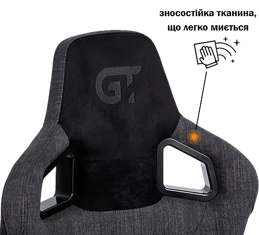 Геймерське крісло GT Racer чорне з темно-сірим (X-8005 Dark Gray/Black Suede) - фото 4