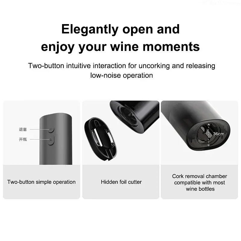 Штопор Xiaomi Mijia Electric Red Wine Bottle Opener (KGJ001T) - фото 3