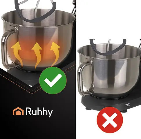 Кухонный тестомес с подогревом чаши Ruhhy 25726, 6,2 л, 2000 Вт, сенсорный экран, 11 скоростей, 3 насадки - фото 5