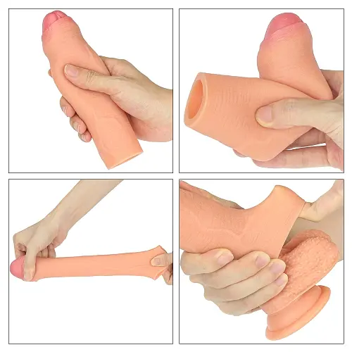 Насадка на член - Revolutionary Silicone Nature Extender Add 1.5" Flesh - фото 3
