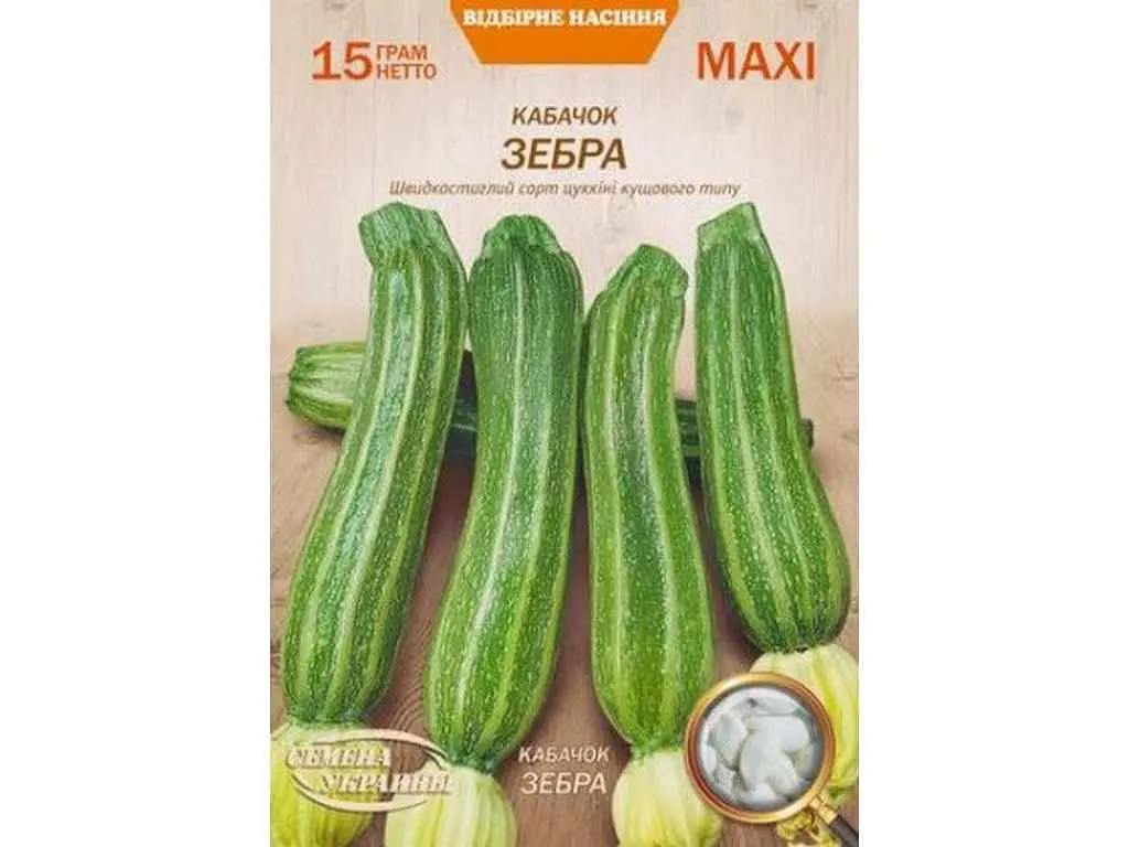 Кабачок НАСІННЯ УКРАЇНИ (10 пачок) Максі «ЗЕБРА» 15 г (рс)