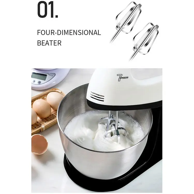 Миксер планетарный XPRO BM-133 с чашей 2 л 7 скоростей турбо режим 260 Вт черно-белый (BM-133_336) - фото 2