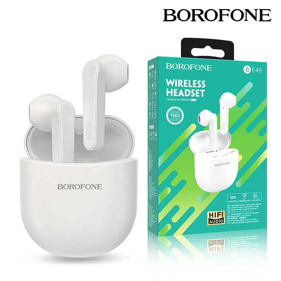 Наушники Borofone BE49 Serenity TWS wireless BT headset White - фото 4