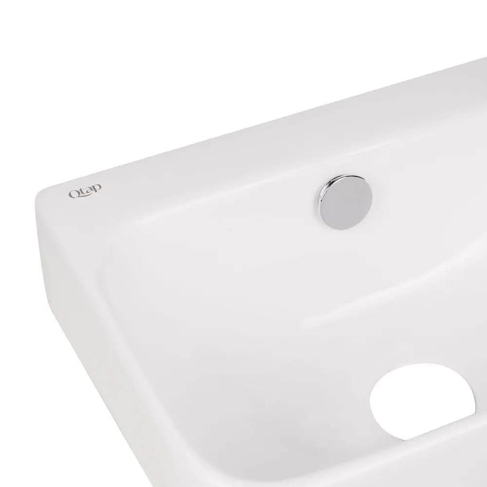 Умивальник Qtap Tern підвісний прямокутний права 450x260x155 мм White + донний клапан PU02O, Білий - фото 5