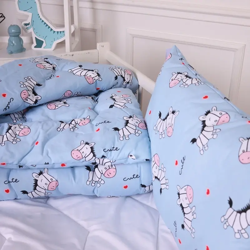 Набір антиалергенний MirSon зима Kids Time 20-0037 Cute blue zebra 140x205 см бавовна: ковдра з подушкою (2200009665486) - фото 3