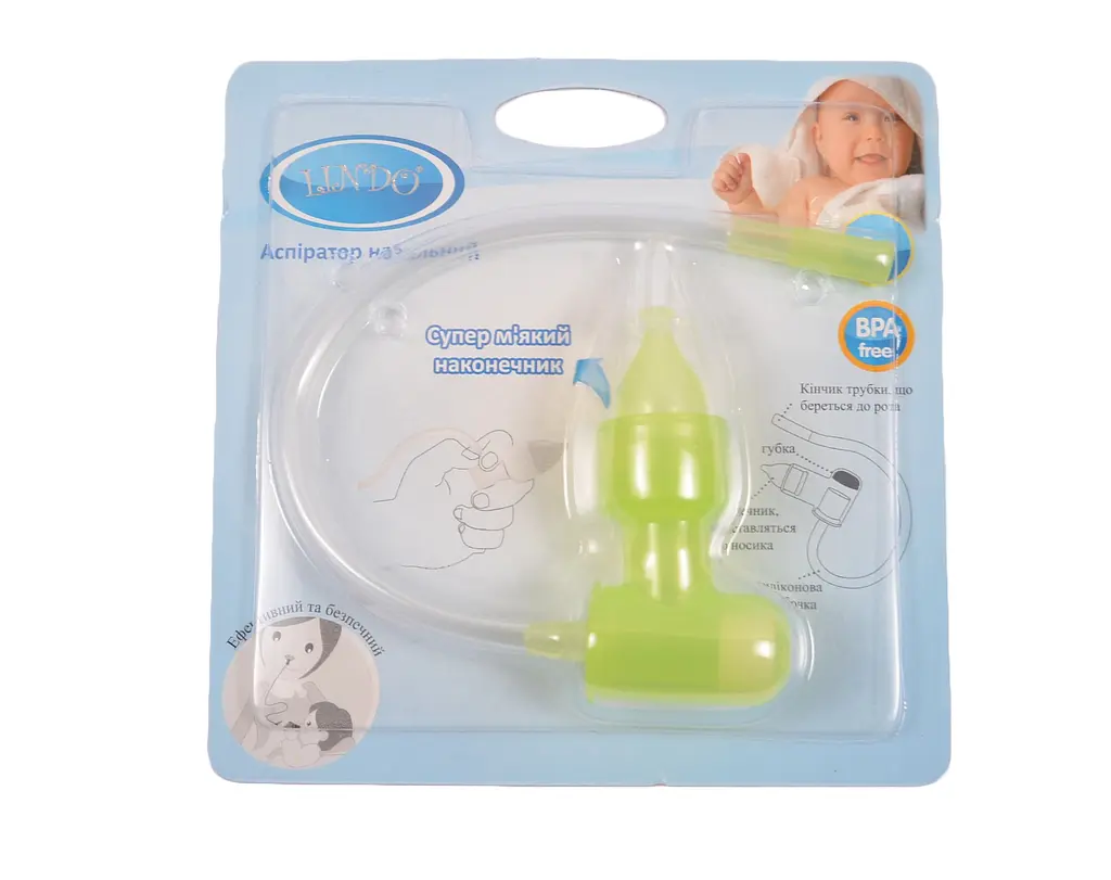 Аспіратор для носа Lindo, з трубочкою, зелений (Pk 820 зел) - фото 2
