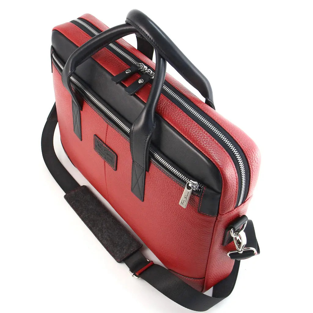 Сумка кожаная для ноутбука Tom Stone красная 717 RB женская, MacBook 16' - фото 4