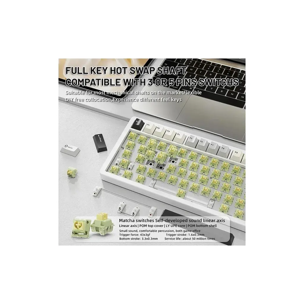 Клавіатура Attack Shark X86 RGB Wireless/Bluetooth/USB UA Starlight White (X86SW_AS) - фото 8