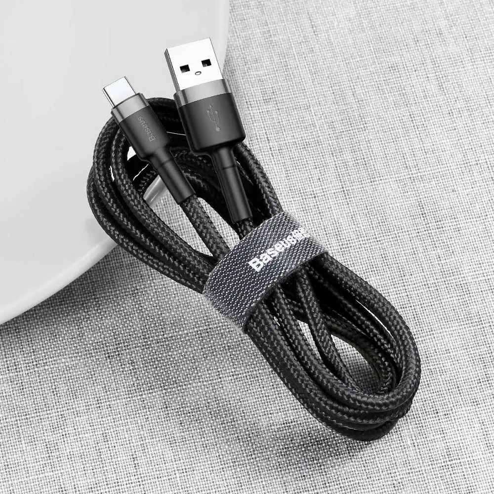 Кабель Baseus Cafule Type-C Cable 2A (3m) gray/black (CATKLF-UG1) - фото 4