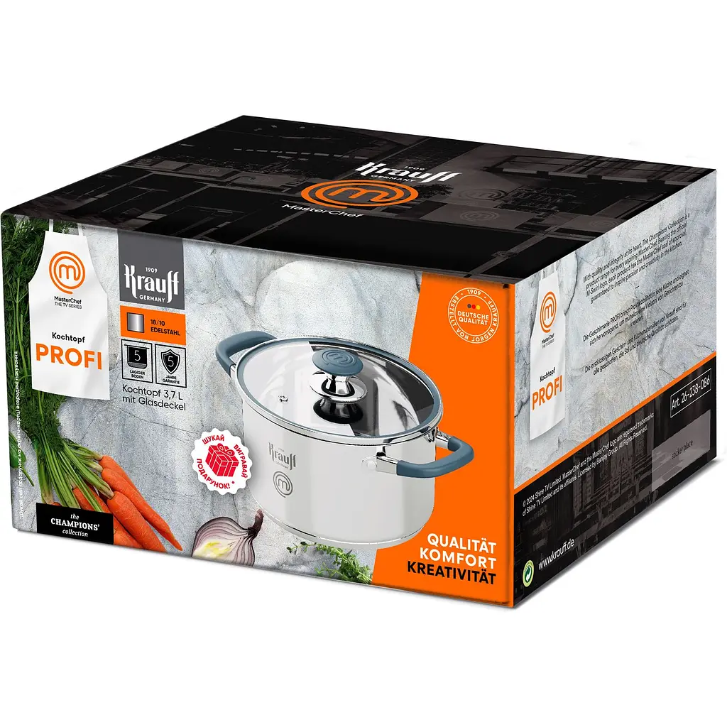 Каструля Krauff Profi зі скляною кришкою 3.7 л 20 см 26-238-086) - фото 2