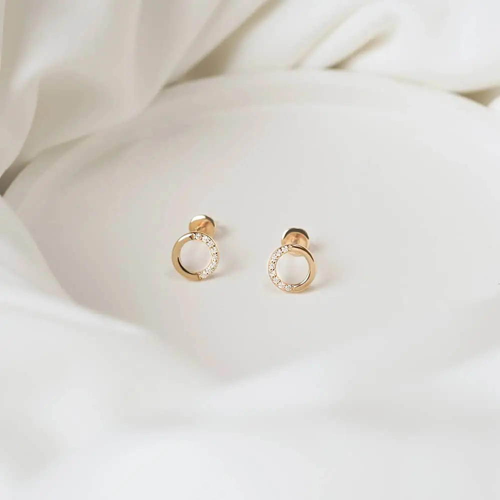 Сережки-гвоздики з червоного золота Коло гармонії (з4988) - фото 7