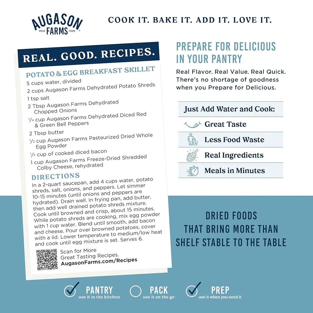 Сублімовані яйця для приготування омлету з великим терміном придатності 10 років Augason Farms, 57 порцій (101094) - фото 4