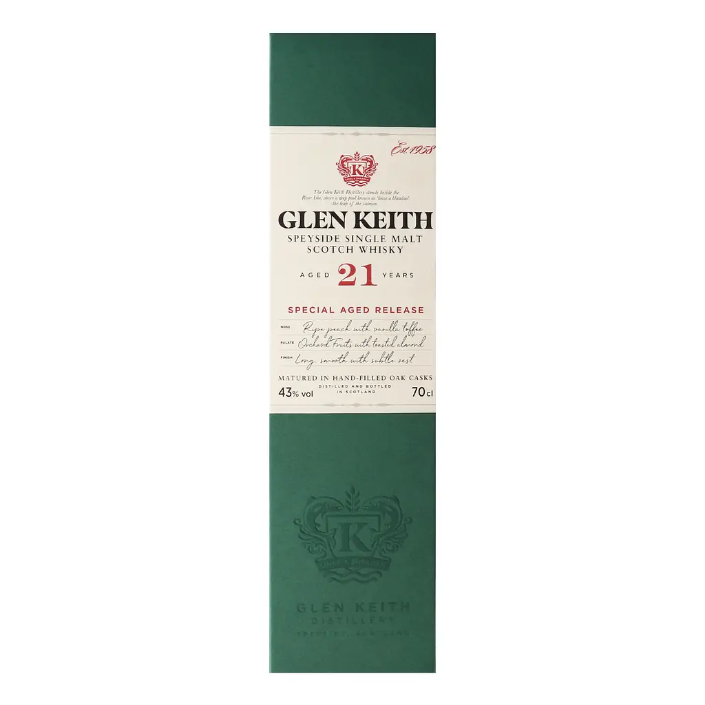 Віскі Glen Keith 21 yo Speyside Single Malt Scotch Whisky 43% 0.7 л, в подарунковій упаковці - фото 2