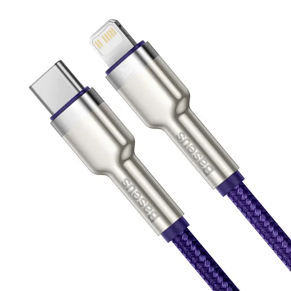 Кабель Baseus Cafule Series Metal Cable Type-C to Lightning PD 20W 1m CATLJK-A05 Purple - фото 2
