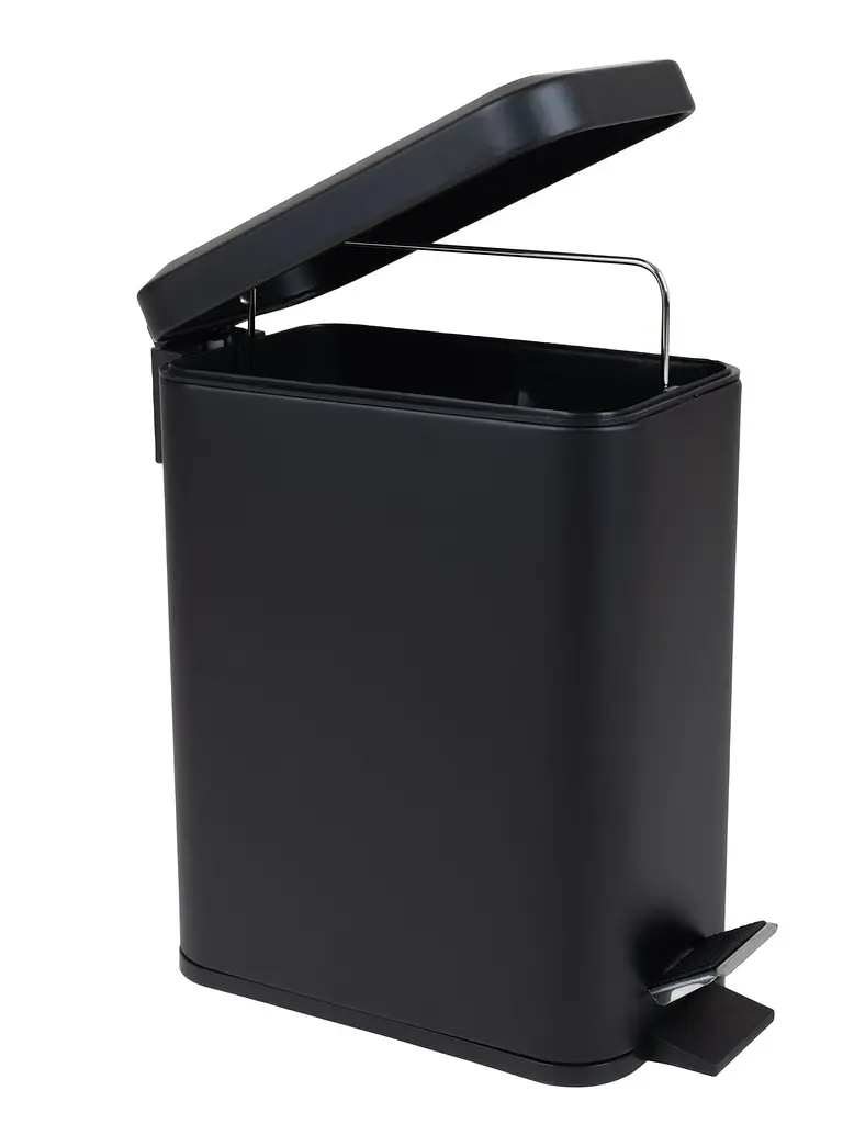 Відро для сміття Zerix Sansa-TC0105 5 л з плавним закриттям прямокутне Black ZX5894, Чорний матовий - фото 8