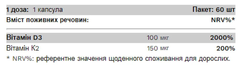 Комплекс вітамінів Pure Gold K2 D3 Vitamin 60 капсул - фото 2