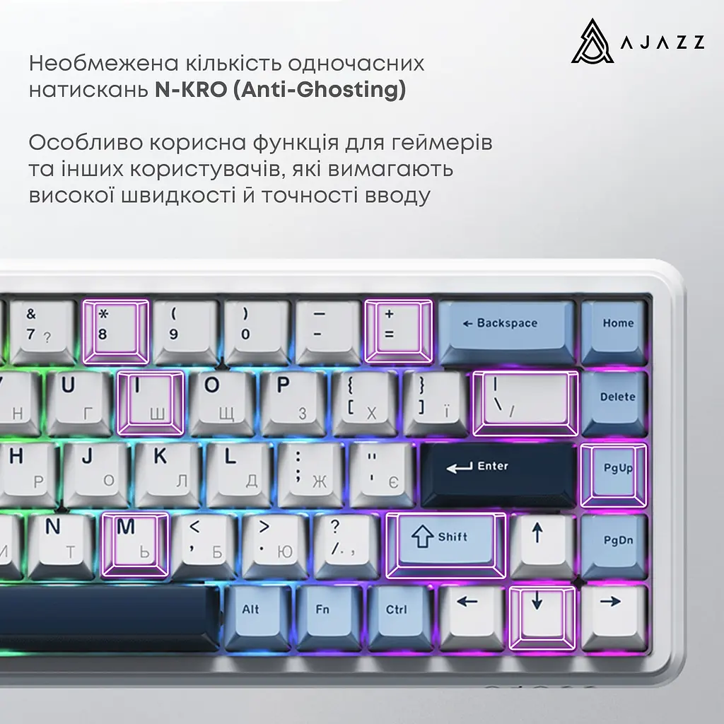 Клавіатура Ajazz AK680 MAX Magnetic Switch RGB USB White (AK680-M-BWD-AW) - фото 6