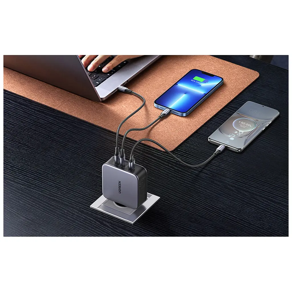 Зарядний пристрій Ugreen 3xUSB 140W (2хUSB-C+USB-A) Gan CD289 with C to C Cable 1.5m (90549) - фото 5