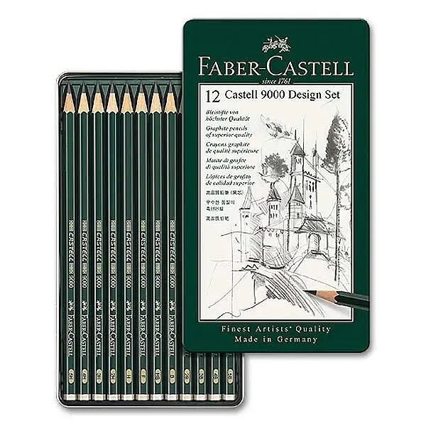 Набір графітних олівців "Faber-Castell" /119064/ 12 шт. 5Н-5В у металевій коробці (1/5) - фото 2