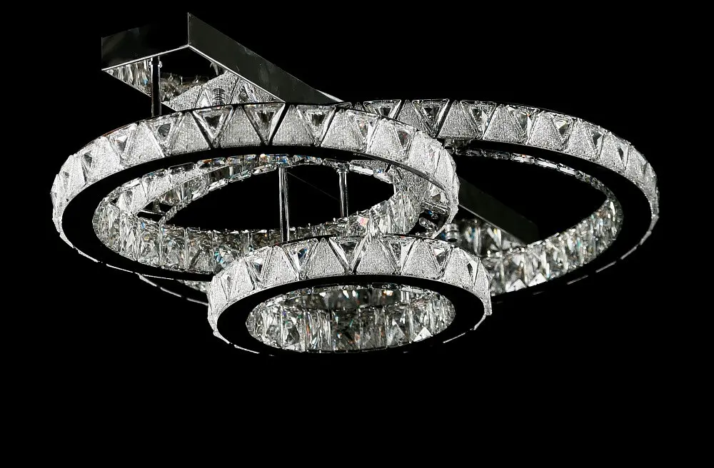 Стельова світлодіодна люстра Splendid Ray L51007/60+40+30XD/3 LED з трьома кришталевими кільцями, пультом, димером, 75 см - фото 3
