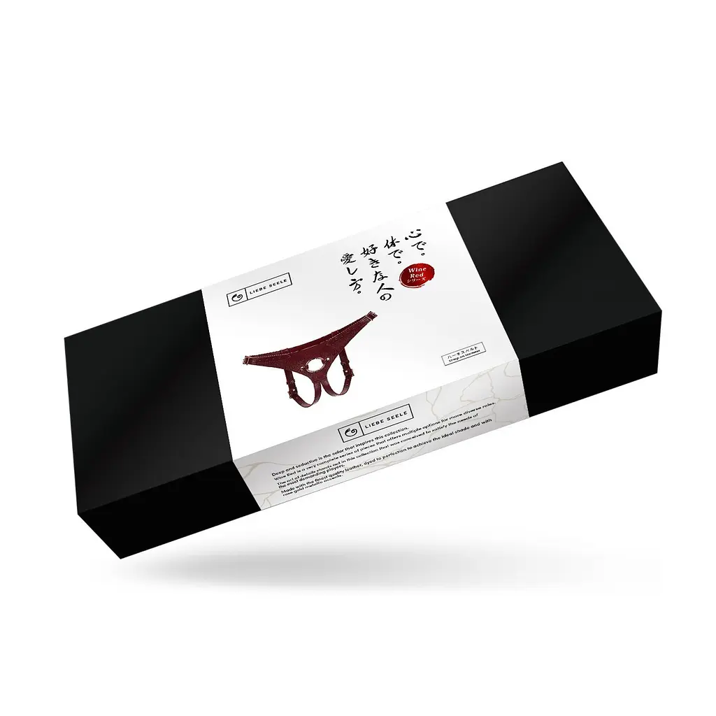 Шкіряні трусики для страпона Liebe Seele Wine Red Strap on Harness, універсальний розмір - фото 9