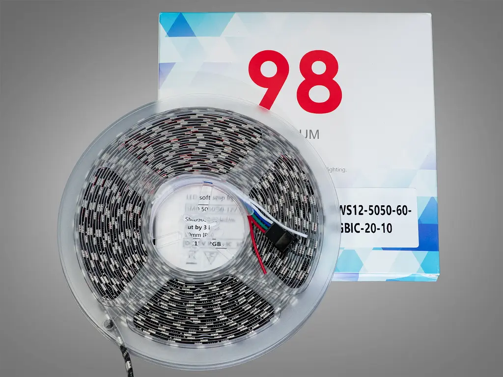 Адресная LED лента 12В, 60 диодов на метр, 10мм, RGBIC - фото 3