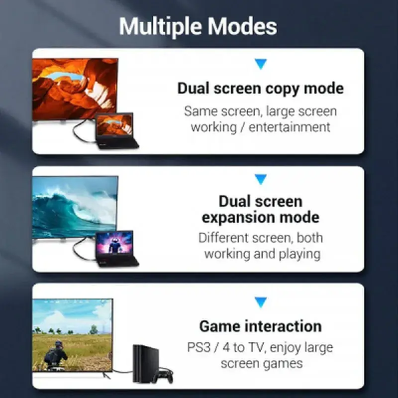 Кабель мультимедійний HDMI M to HDMI M 8.0m V2.0 4K60Hz PVC flat black Vention (AAKBK) - фото 7