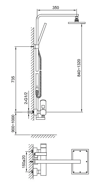Душова система Kohlman Foxal chrome QW276F, Хром - фото 3