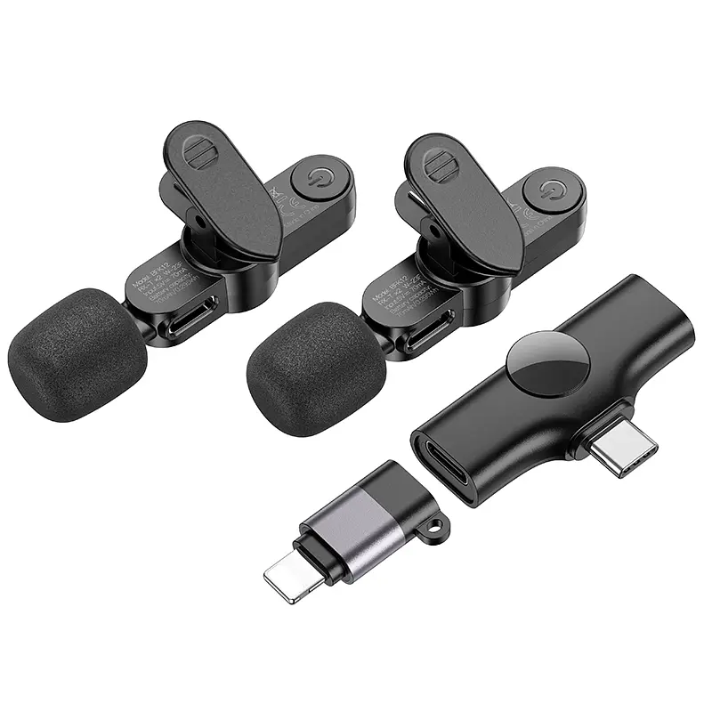 Бездротова мікрофонна система BOROFONE BFK12 Trophy lavalier wireless digital microphone(iP/Type-C) Black (6941991106408) - фото 3