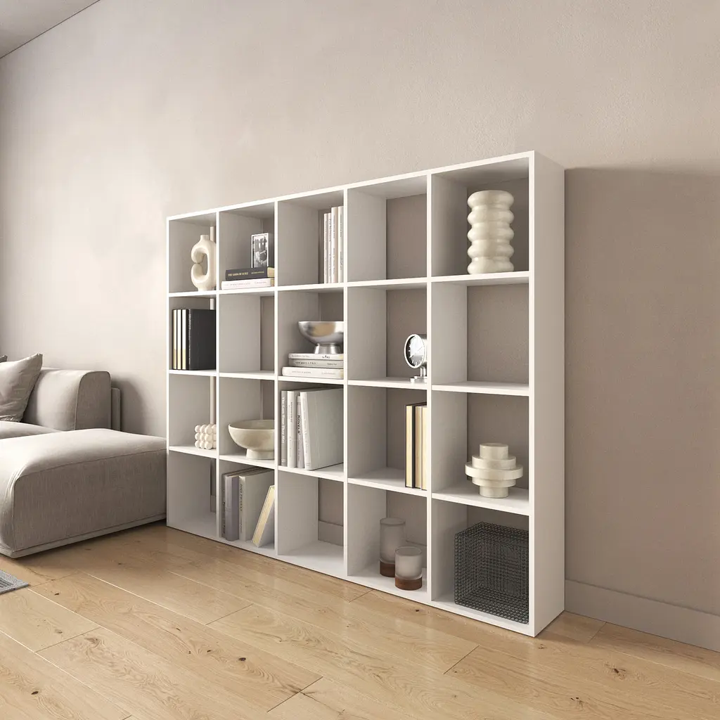 Книжная полка стеллаж Vays M-3 Венге Темный на 20 ячеек ЛДСП 143x29x178 см для дома офиса детской или гостиной - фото 2