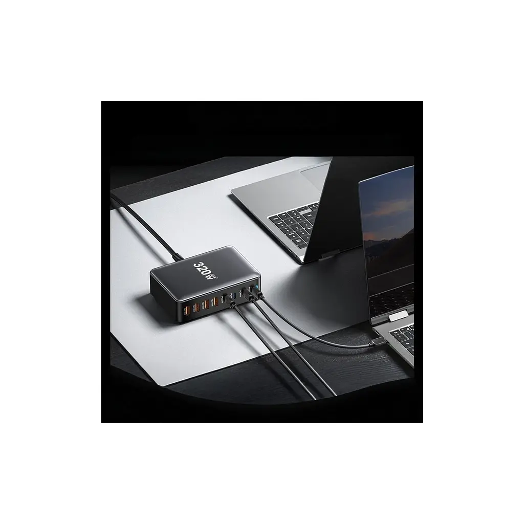 Зарядний пристрій Essager 4xUSB-C + 4xUSB 320W GaN (EZC320W-QJB0G-Z) - фото 5