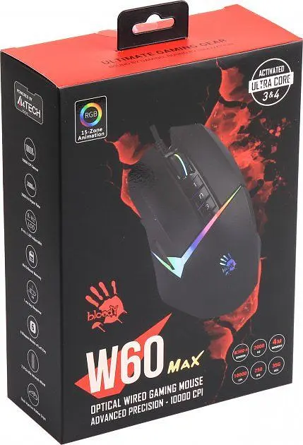 Миша A4Tech Bloody W60 Max (Stone black) [68612] - фото 5