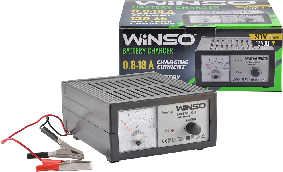 Зарядний пристрій для АКБ Winso Battery Charger 12В 18А 120Ah 139100 - фото 2