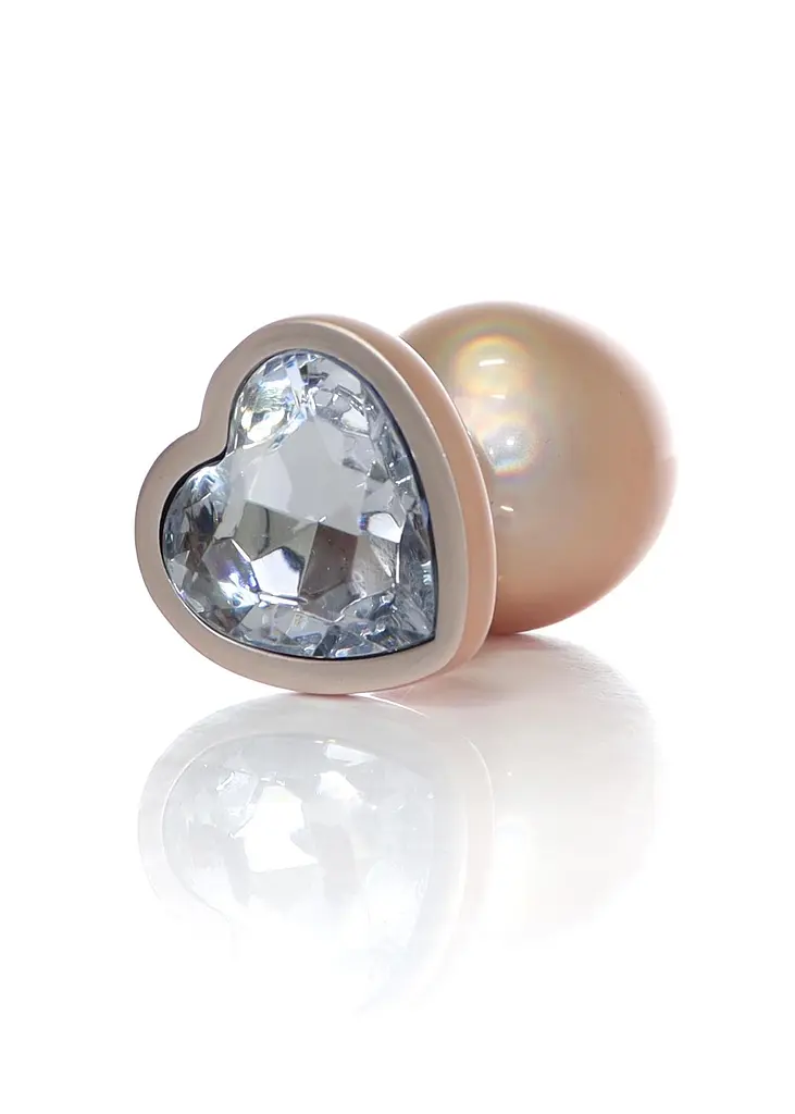 Анальна пробка з кристалом Jewellery Pearl Gold Heart Plug M 8 см (прозорий) - фото 2