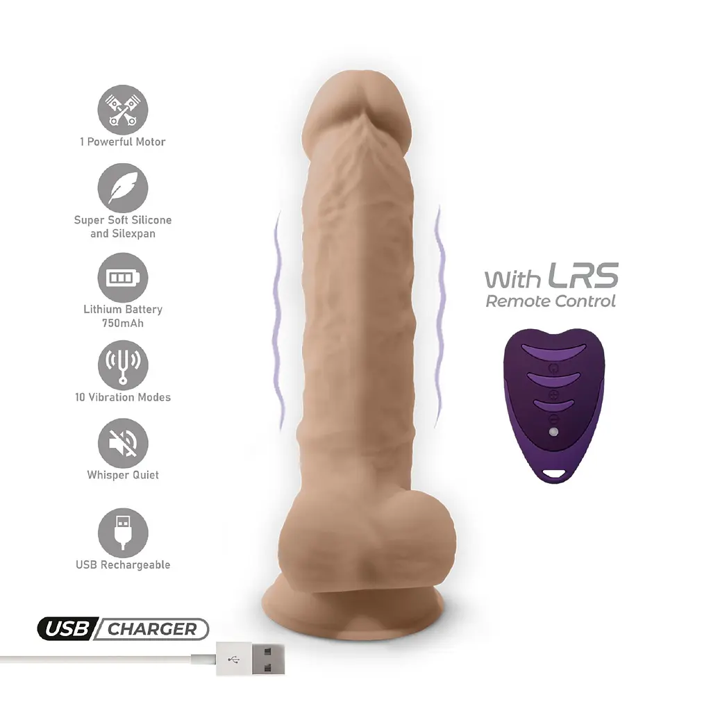 Вибратор Silexd Premium Silicone Dildo Model 1 Size 8 LRS 20 см телесный - фото 6