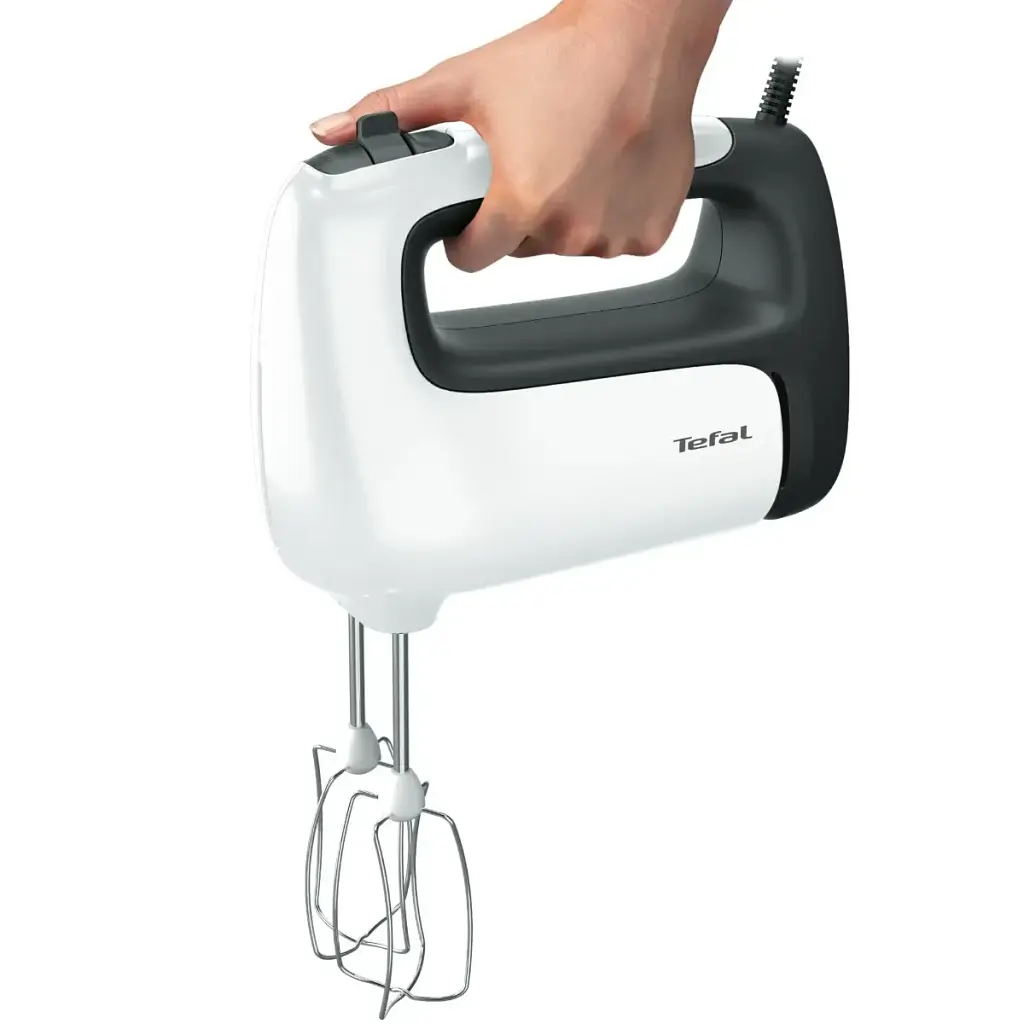Ручний міксер Tefal Prep`Mix HT462138, 500 Вт, 5 швидкостей, Турбо, 2 насадки для тіста, 2 вінчики, Білий - фото 4