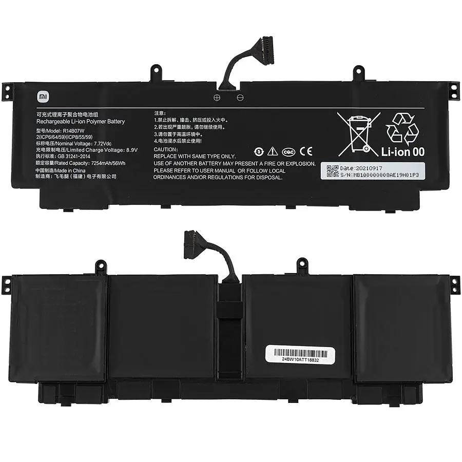 Аккумулятор для ноутбука Xiaomi R14B07W (Xiaomi Book Pro 14 2022) 7.72V 7254mAh 56Wh Черный - фото 2