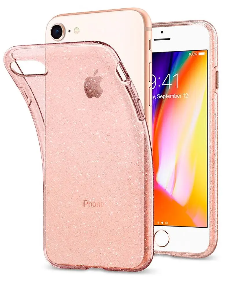 Чохол прозорий силіконовий Spigen Liquid Crystal для iPhone 7/8/SE 2/3 2020/2022 (4.7") Rose Quartz Glitter 042CS21419 - фото 9