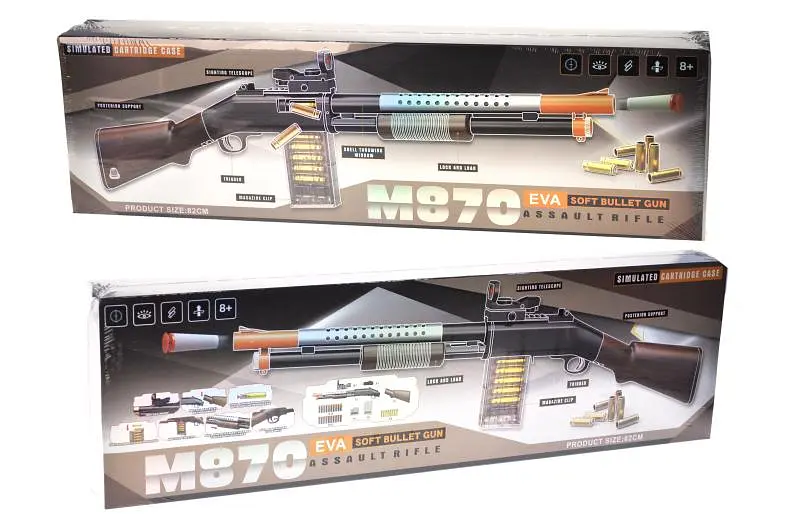Іграшкова гвинтівка M870 з м'якими патронами EVA Soft Bullet Gun, у коробці р.62,5x8x19 см YG Toys