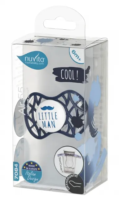 Силіконова ортодонтична пустушка Nuvita Air55 Cool Little Man, 6-12 міс., темно-синій (NV7084NB) - фото 4