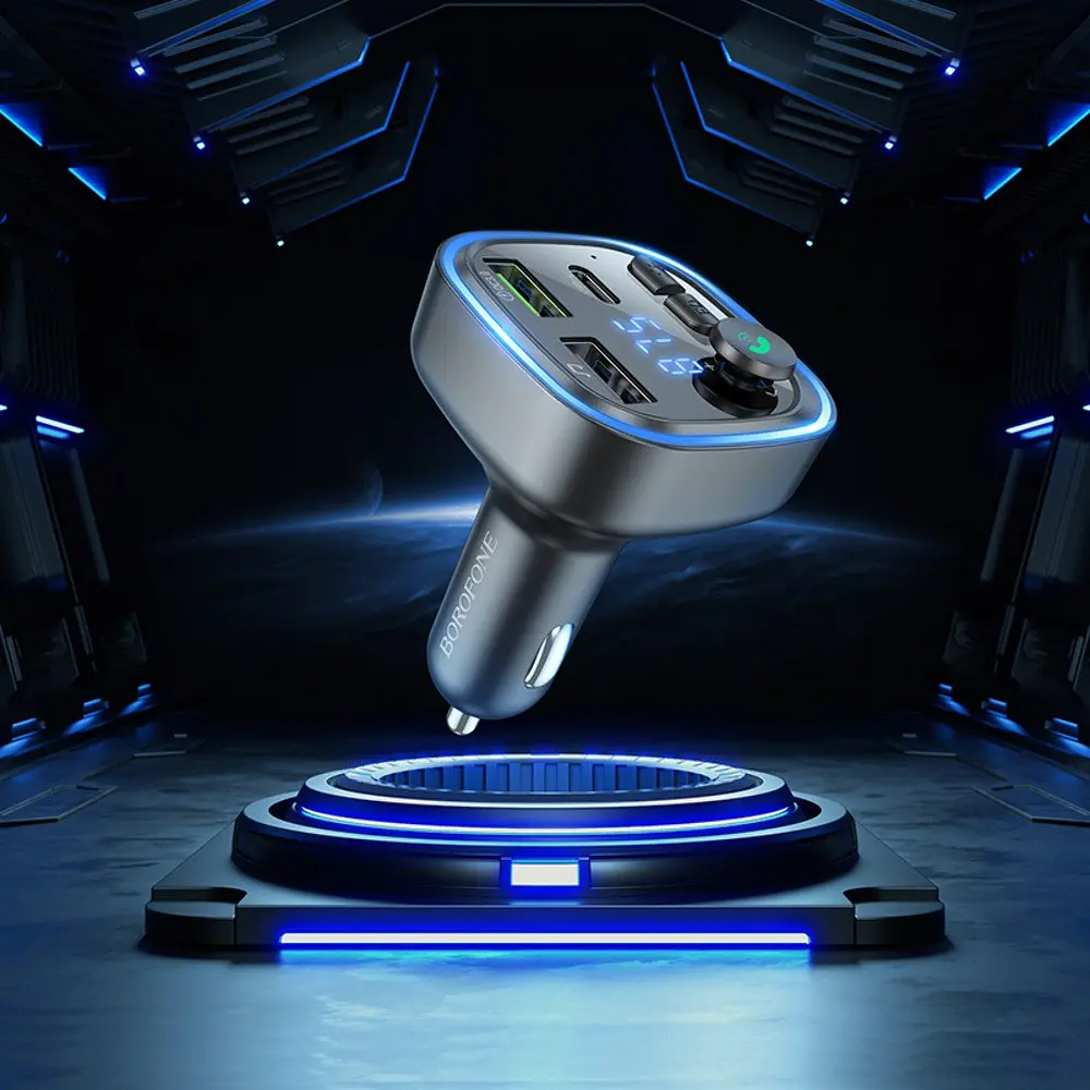 Автомобільний зарядний пристрій Borofone BC48 2 USB/Type-C/QC 18W з FM-модулятором (USB/TF card/bluetooth) чорний - фото 8