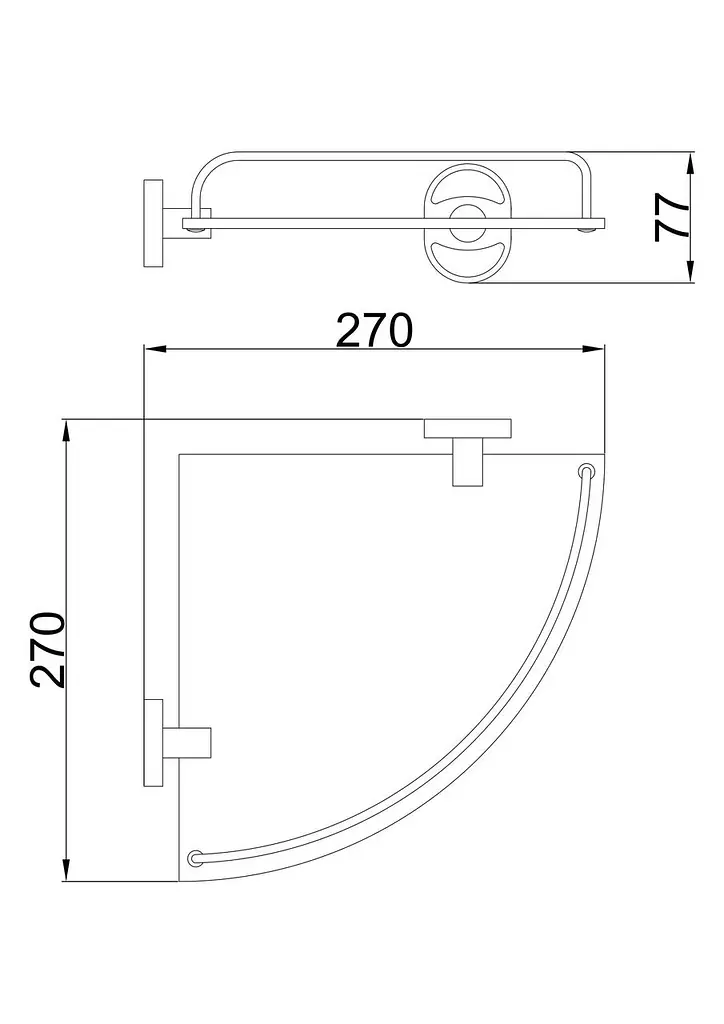 Полиця скляна кутова 250x250 Frap F1921-1 4/24, Хром - фото 2